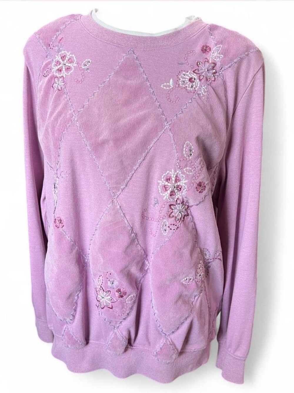 Vintage 80’s Alfred Dunner Lavender Embroidered Floral Sweatshirt